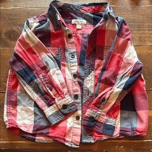 Kids Plaid button down Shirt - Red and Blue
